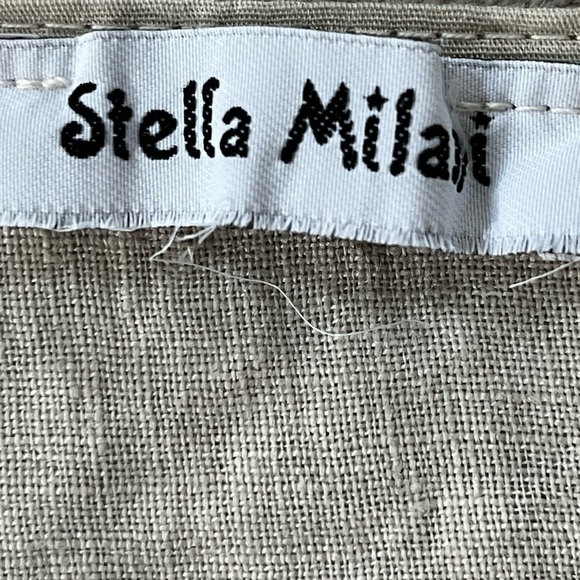 Stella Milani 100% Linen Asymmetric Lagenlook Artsy Boho Dress Tunic Ruffle M - Picture 10 of 15